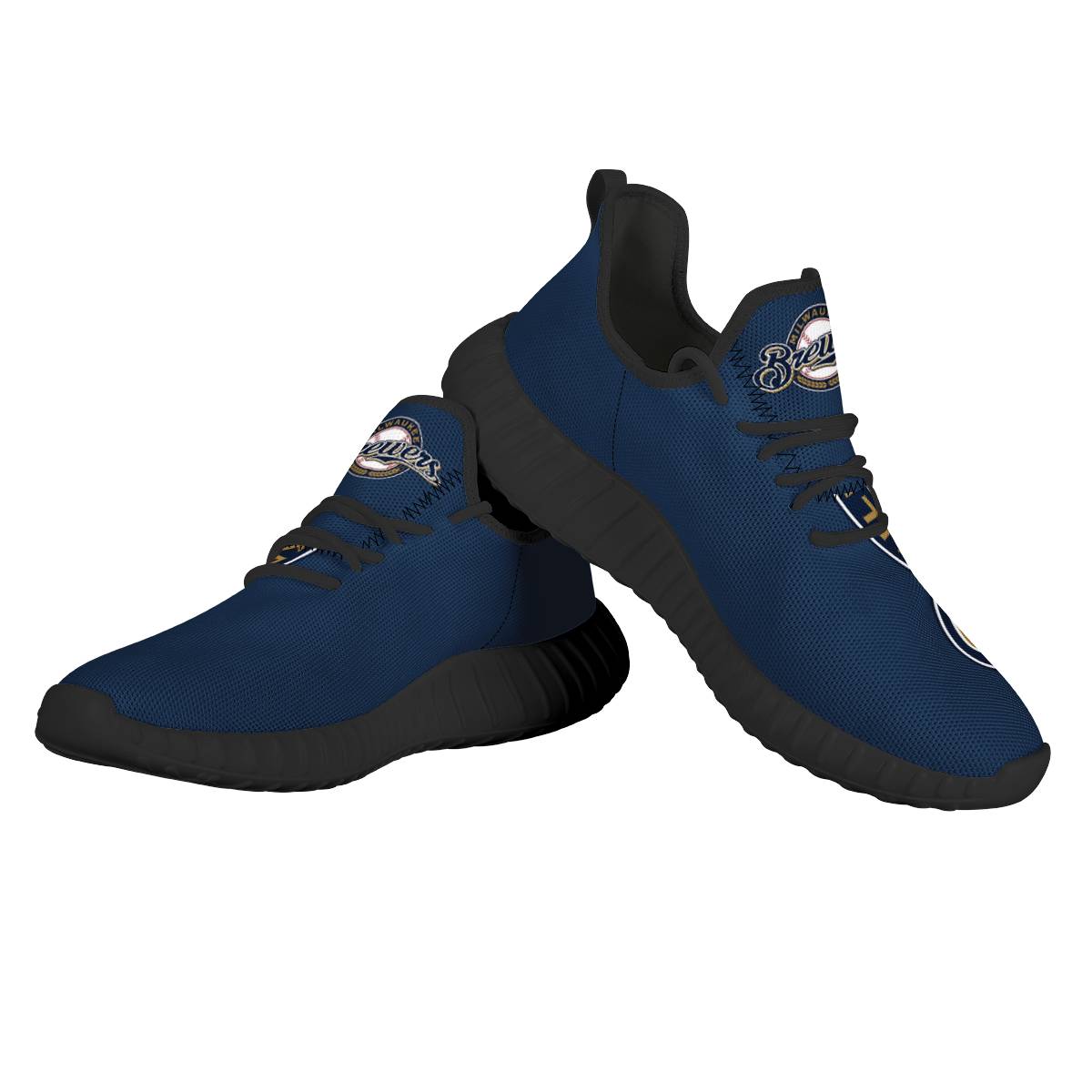Men's Milwaukee Brewers Mesh Knit Sneakers/Shoes 003